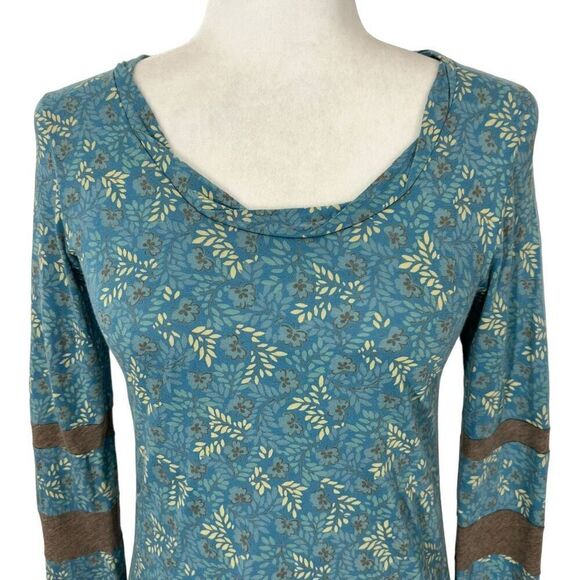 Marc Jacobs Floral Teal Blue Cotton NWT !!! Small Long Sleeve Top - Picture 2 of 12